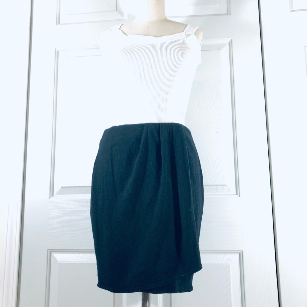 Mark Eisen Wool Wrap Black Skirt Size 8